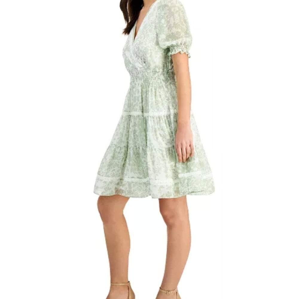 Taylor Light Green Floral Mini Dress